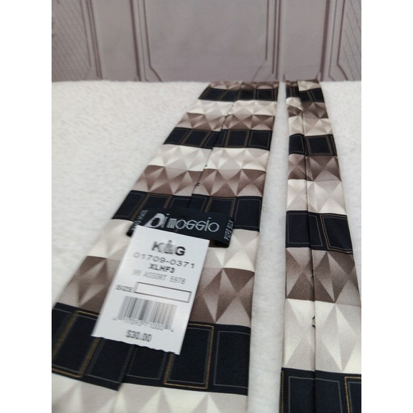 NWT Di Moggio Mens Premium Tie Pure Silk Handmade Smooth Brown/Beige MSRP $30 EC - Picture 9 of 15